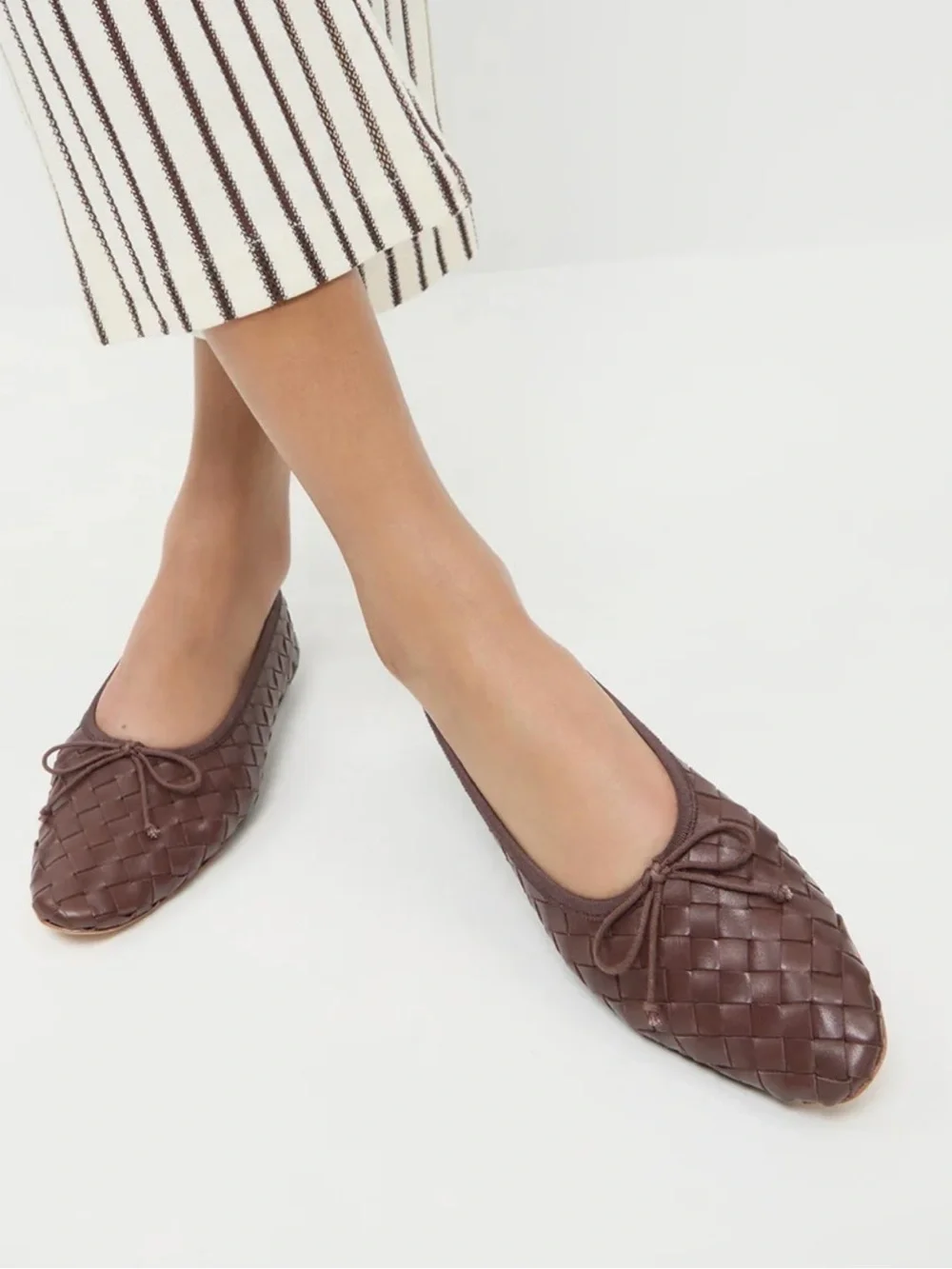 Loeffler Randall Size 9 • Landry Brown Woven Leather Ballerina Flats.